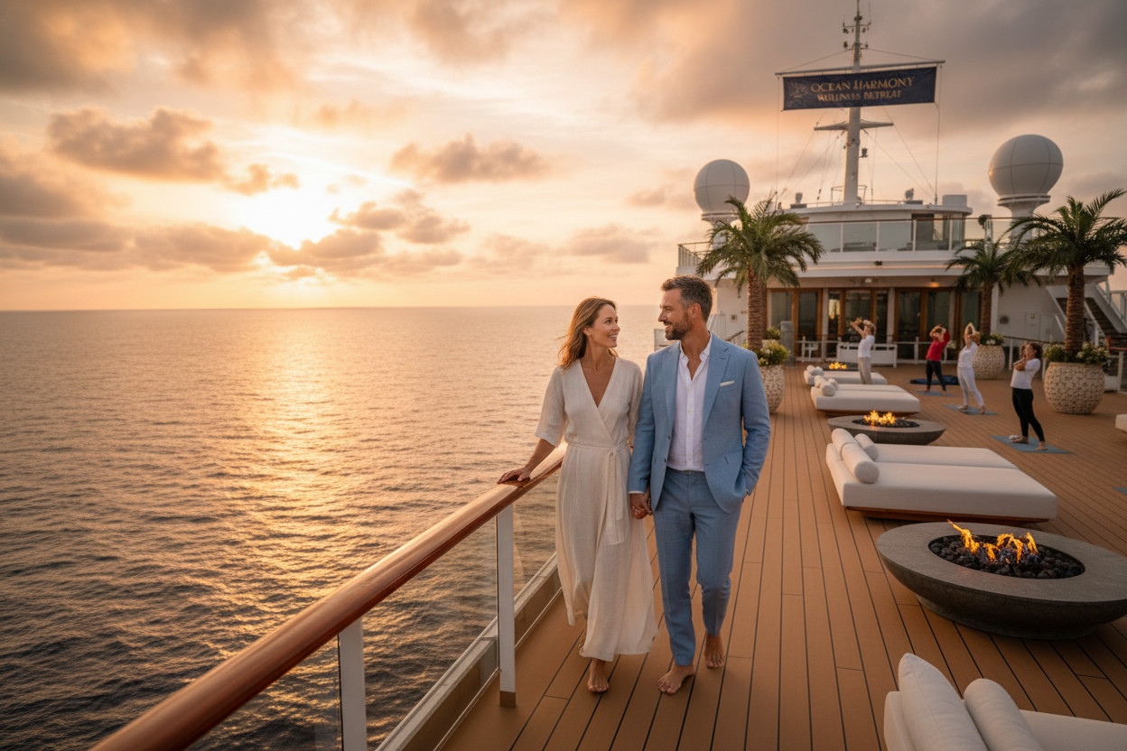Couple on cruise ship deck